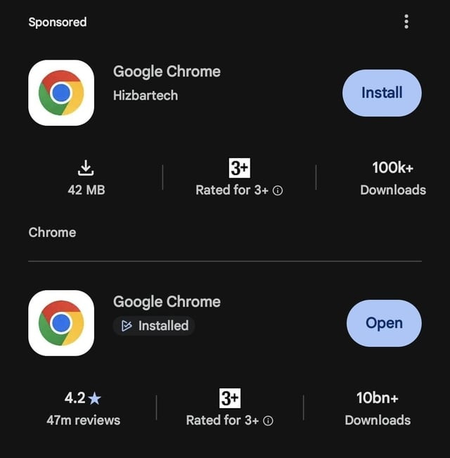 Phát hiện ứng dụng giả mạo Chrome có hơn 100.000 lượt tải trên Google Play, người dùng Android kiểm tra ngay- Ảnh 1.